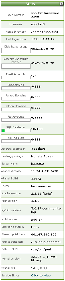 hostmonster cpanel stats hostmonster cpanel stats