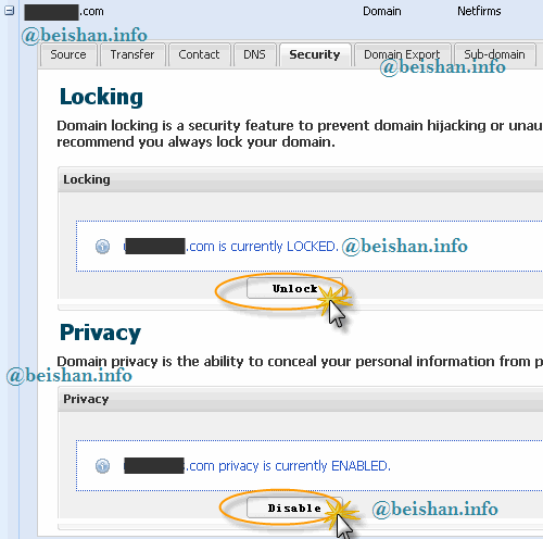 Netfirms域名Lock与隐私保护